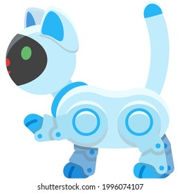 Robot cat vector animal cyber toy icon flat illustration