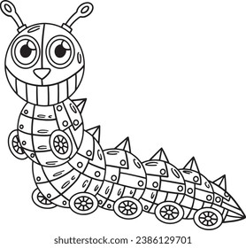 Robot Caterpillar Isolated Coloring Page for Kids