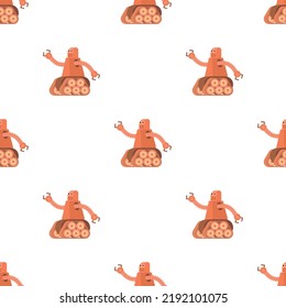 Roboter mit Raupenspur Muster nahtlose Hintergrund-Textur wiederholen geometrische Vektorgrafik