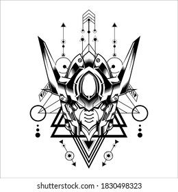 Robot Cell Head Illustration, can use for logo, gaming logo, tshirt, and more