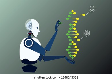 the robot changes the human DNA, the biological memory code that transmits genetic data. Vector