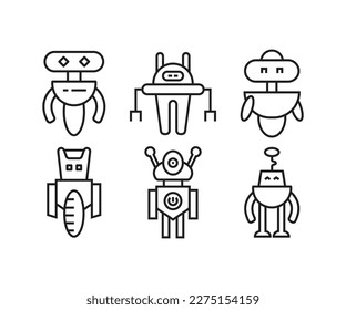 robot character avatar icons set