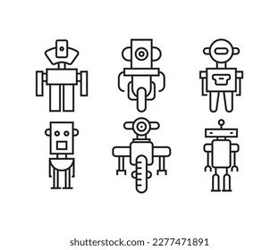 robot character avatar icons set