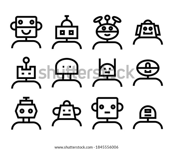 かわいいロボットの頭のアバターセット 異なる顔を持つボットのベクター画像アイコンをチャットします のベクター画像素材 ロイヤリティフリー Shutterstock