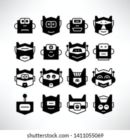 robot character avatar icons vector set
