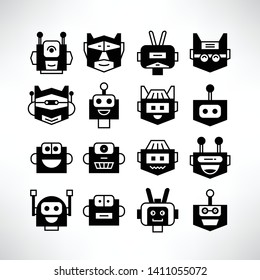 robot character avatar icons vector set