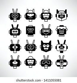 robot character avatar icons vector set