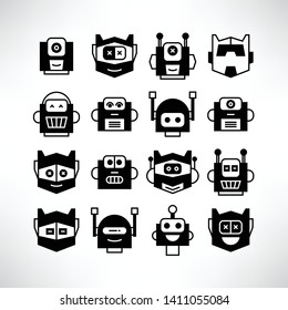 robot character avatar icons vector set