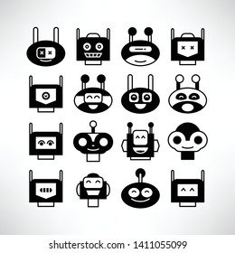 robot character avatar icons vector set