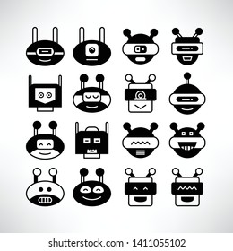 robot character avatar icons vector set