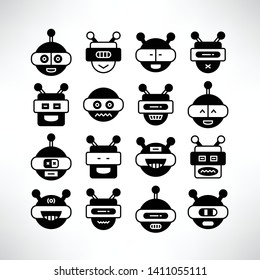 robot character avatar icons vector set