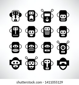 robot character avatar icons vector set