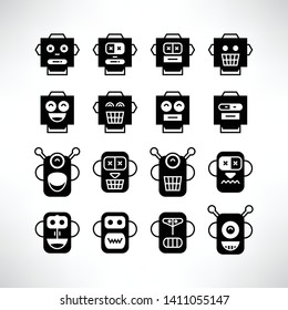 robot character avatar icons vector set