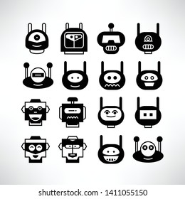 robot character avatar icons vector set