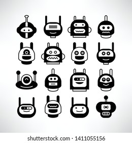 robot character avatar icons vector set