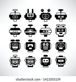 robot character avatar icons vector set