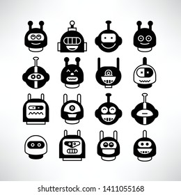 robot character avatar icons vector set