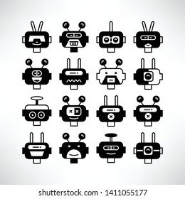 robot character avatar icons vector set