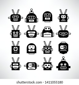 robot character avatar icons vector set