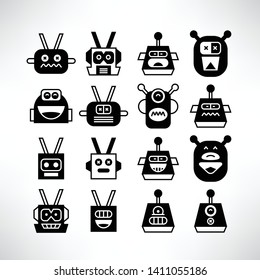robot character avatar icons vector set
