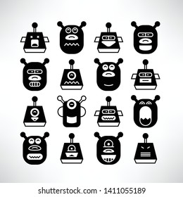 robot character avatar icons vector set