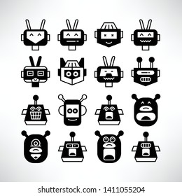 robot character avatar icons vector set