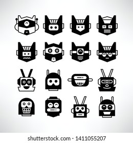 robot character avatar icons vector set