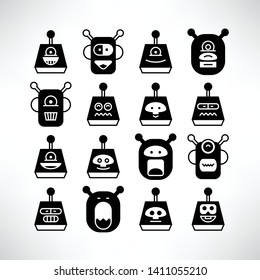 robot character avatar icons vector set
