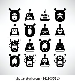 robot character avatar icons vector set