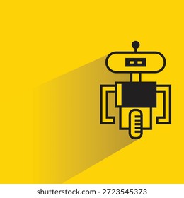 Avatar de personaje robot con sombra sobre fondo amarillo