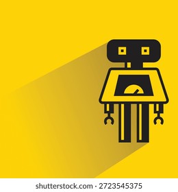 Avatar de personaje robot con sombra sobre fondo amarillo