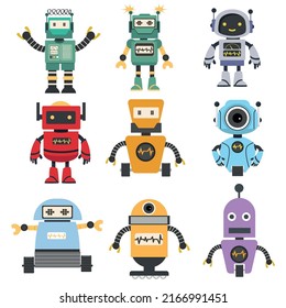 Robot character collection Flat design 