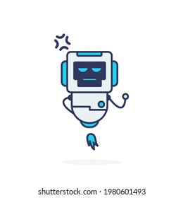 Robot character cute angry simple pose illustration