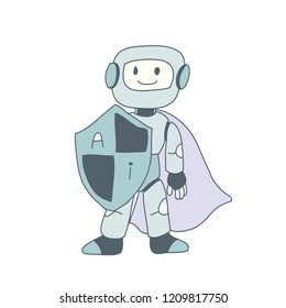 Robot character design of vector. Doodle art style.  