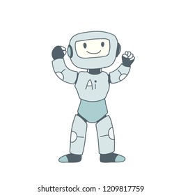 Robot character design of vector. Doodle art style.  