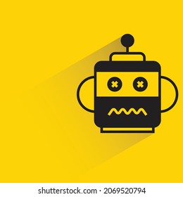 robot character with drop shadow on yellow background