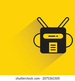 robot character with drop shadow on yellow background