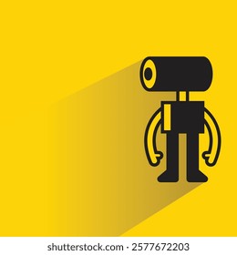 robot character with drop shadow on yellow background