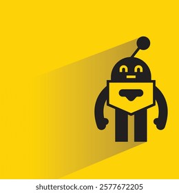 robot character with drop shadow on yellow background