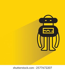 robot character with drop shadow on yellow background