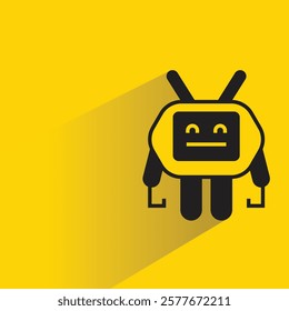 robot character with drop shadow on yellow background