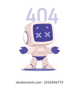 Robot Character Error as Smart Android Assistant Machine Vector Illustration