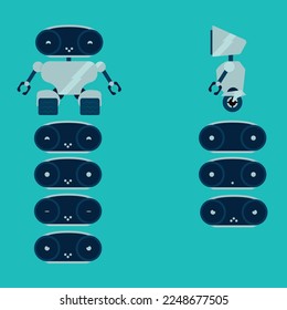 Robot character for game design. Sprite game.