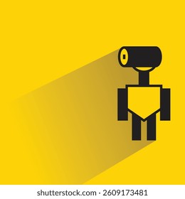 robot character icon with shadow on yellow background