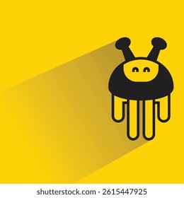 robot character icon with shadow on yellow background