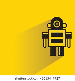 robot character icon with shadow on yellow background