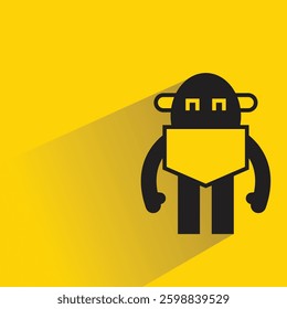 robot character icon with shadow yellow background