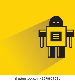 robot character icon with shadow yellow background