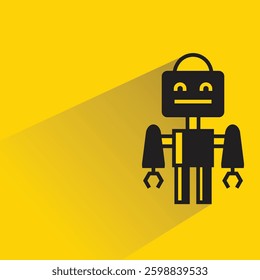 robot character icon with shadow yellow background