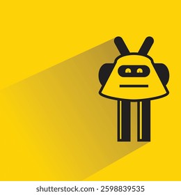 robot character icon with shadow yellow background